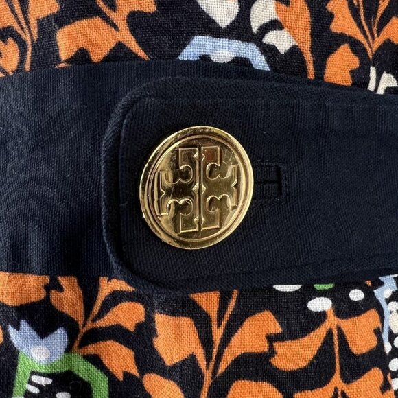 Tory Burch Melanie Navy & Orange Floral Linen Tunic Dress $425 - Picture 5 of 10